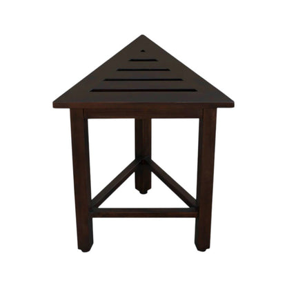 17" Dark Brown Teak Corner Shower Bench