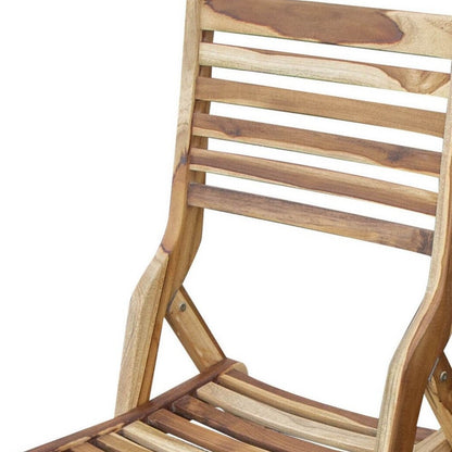 22" Brown Solid Wood Outdoor Folding Dining Chair