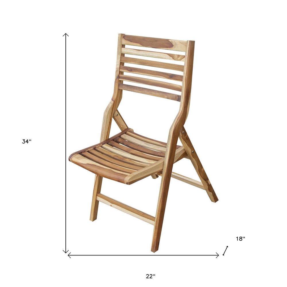 22" Brown Solid Wood Outdoor Folding Dining Chair