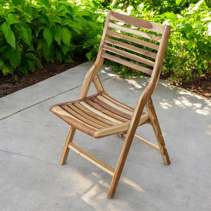 22" Brown Solid Wood Outdoor Folding Dining Chair