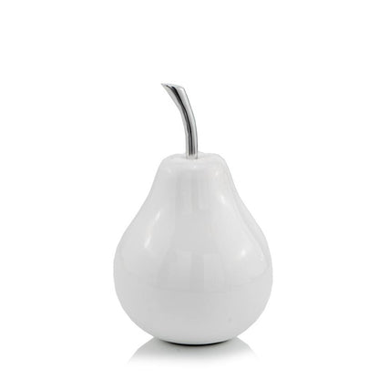 7" White Aluminum Decorative Pear Tabletop Sculpture