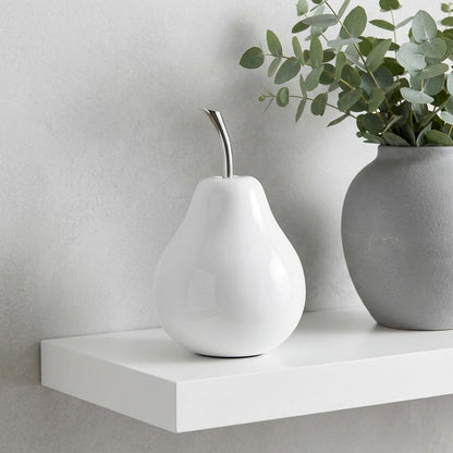 7" White Aluminum Decorative Pear Tabletop Sculpture