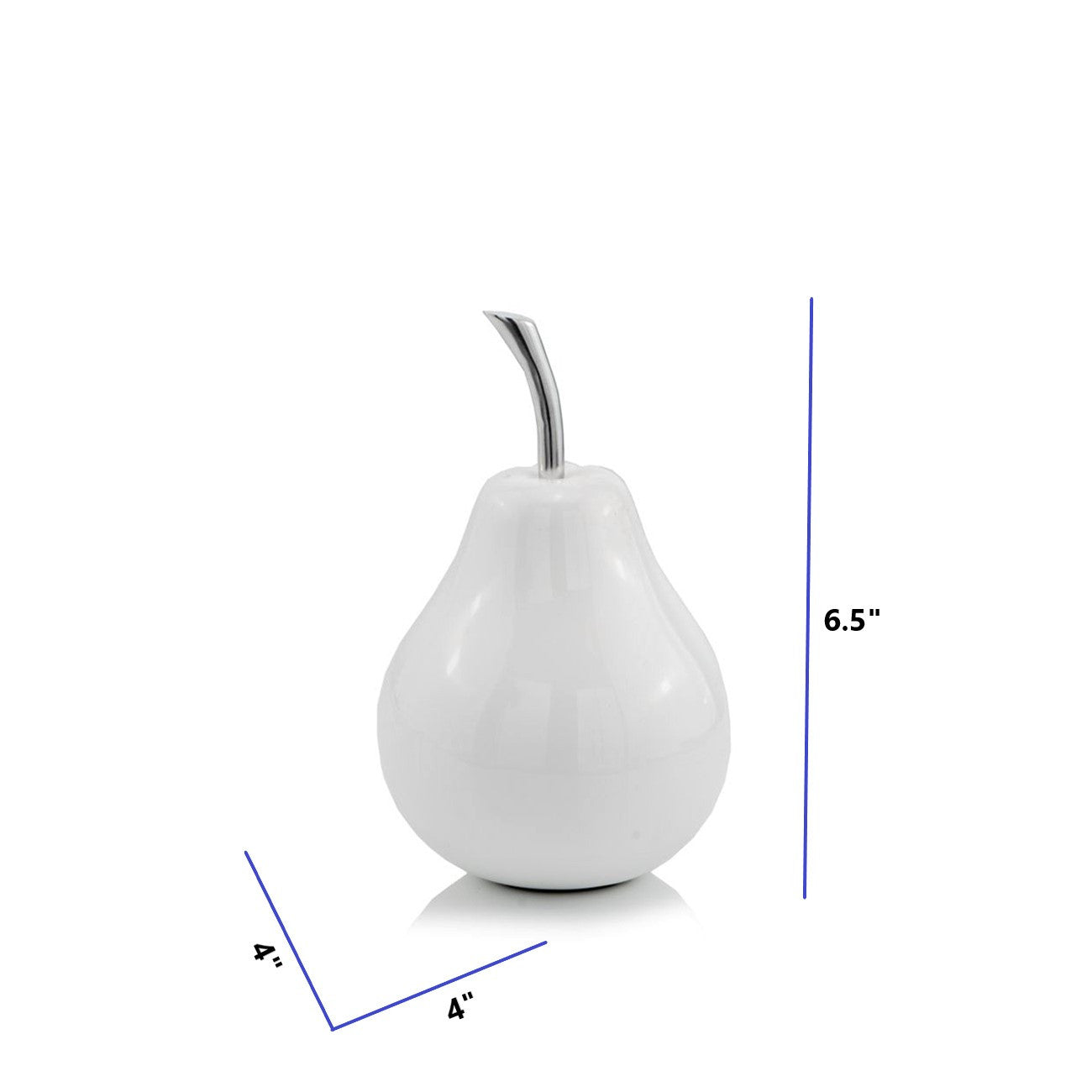 7" White Aluminum Decorative Pear Tabletop Sculpture