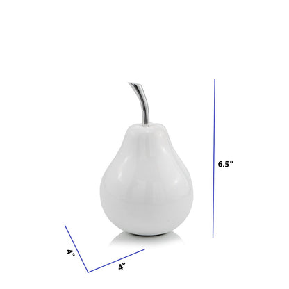 7" White Aluminum Decorative Pear Tabletop Sculpture