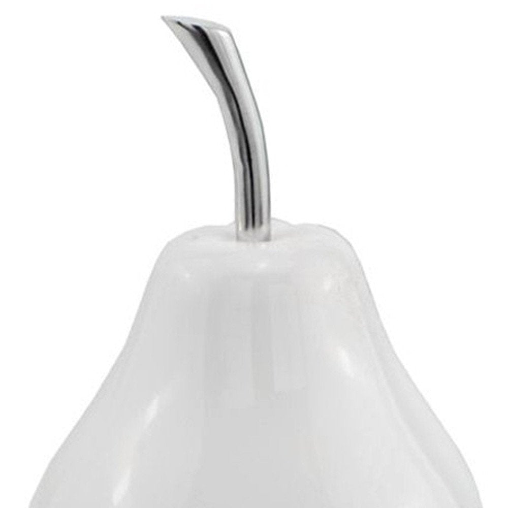 7" White Aluminum Decorative Pear Tabletop Sculpture