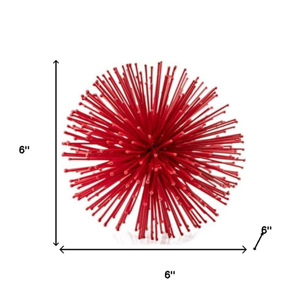 6" Red Metal Spiky Sphere