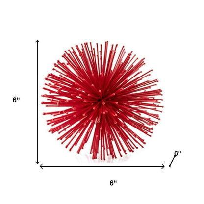 6" Red Metal Spiky Sphere