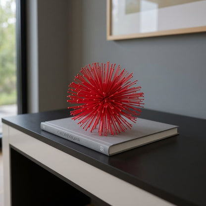 6" Red Metal Spiky Sphere