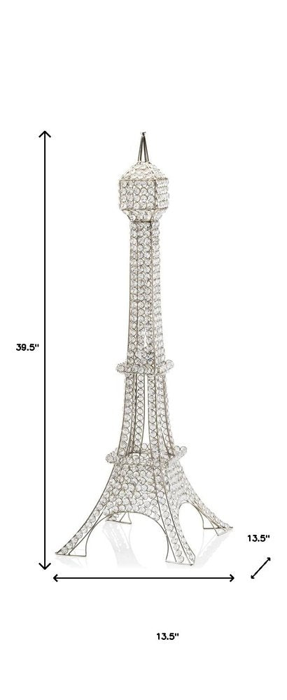 40" Silver Faux Crystal and Silver Tabletop Sculpture