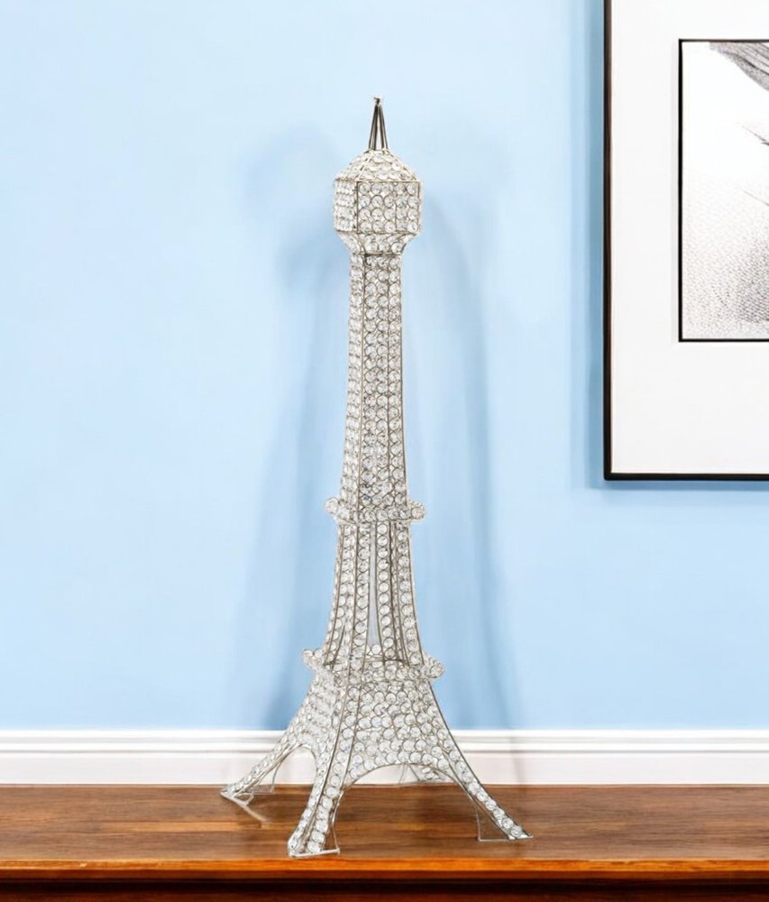 40" Silver Faux Crystal and Silver Tabletop Sculpture