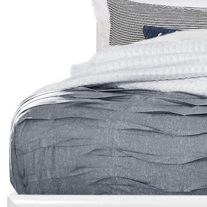 White Solid Wood Lighted Full Bed Frame With Drawers