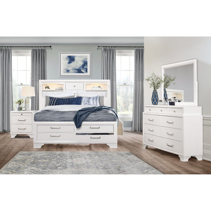 Solid Wood King White Eight Drawers Bed