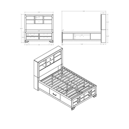 Solid Wood Full Gray Eight Drawers Bed