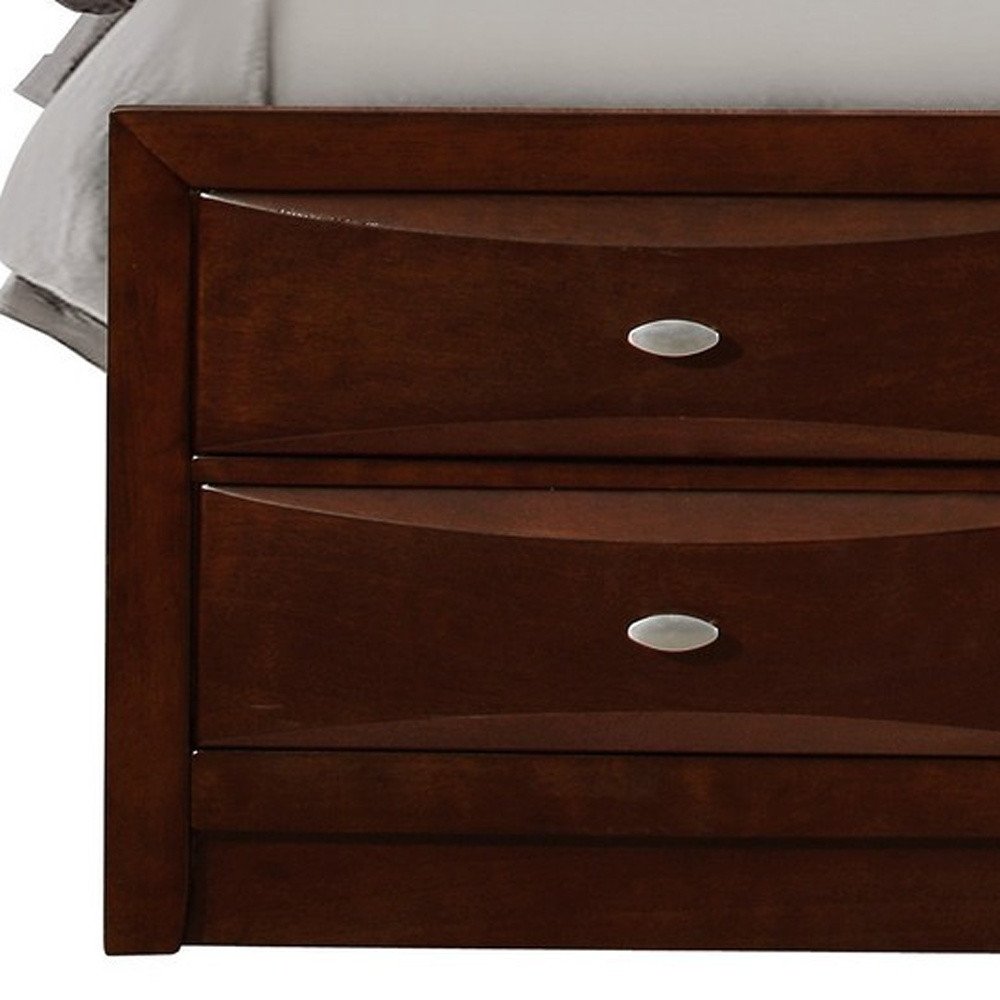 Merlot Solid Wood King Bed Frame With Eight Drawers