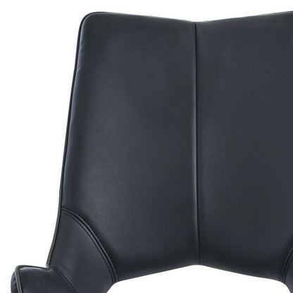 Set of Two Black and Silver Upholstered Faux Leather Dining Side Chairs
