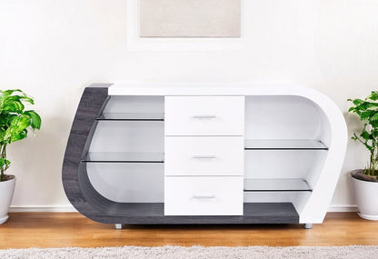 White And Grey Multi Tone Buffet With 3 Drawers