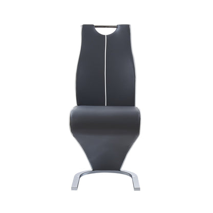 Set of Two Gray White and Silver Upholstered Dining Side Chairs