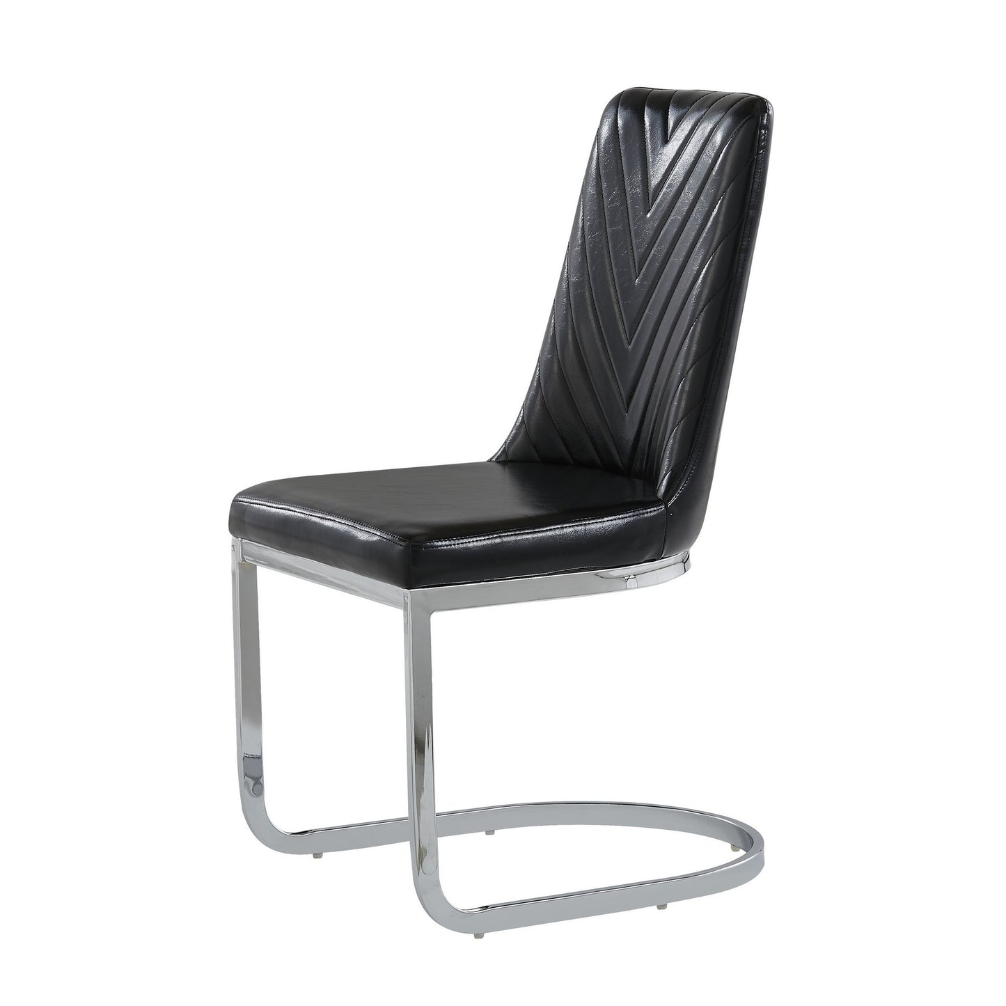 Set of Two Black and Silver Upholstered Dining Side Chairs
