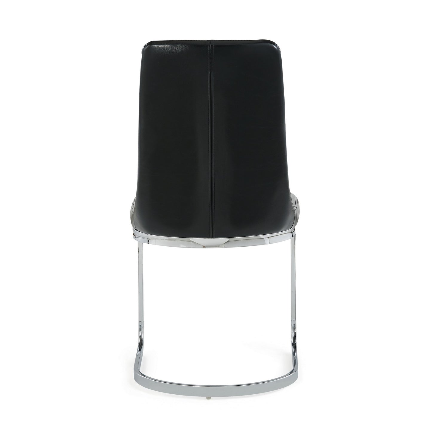 Set of Two Black and Silver Upholstered Dining Side Chairs