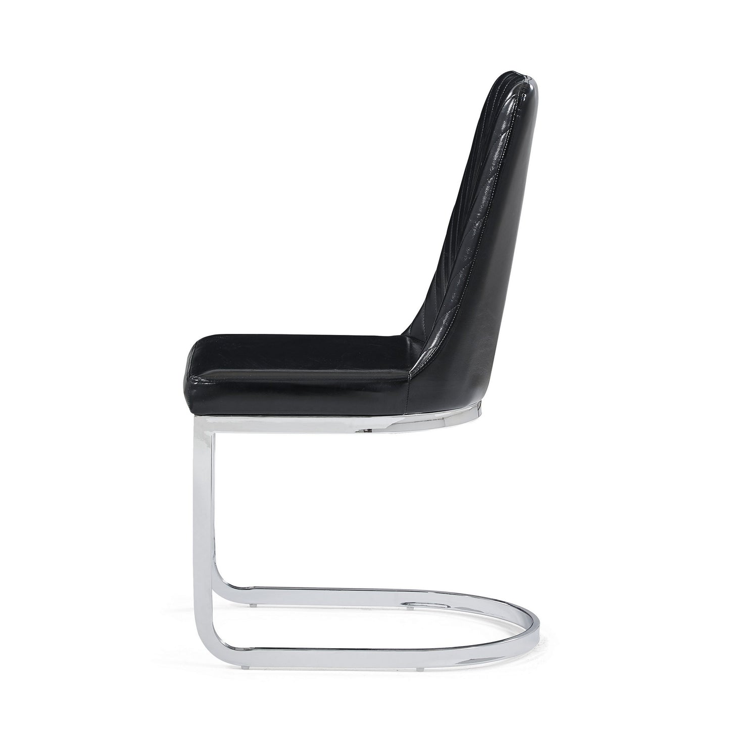 Set of Two Black and Silver Upholstered Dining Side Chairs