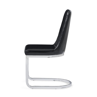 Set of Two Black and Silver Upholstered Dining Side Chairs