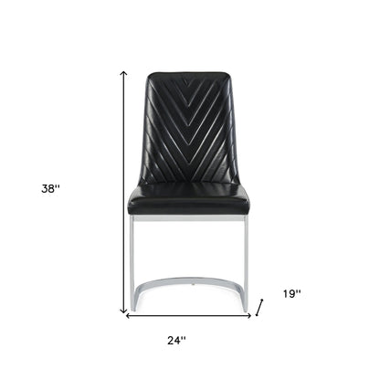 Set of Two Black and Silver Upholstered Dining Side Chairs