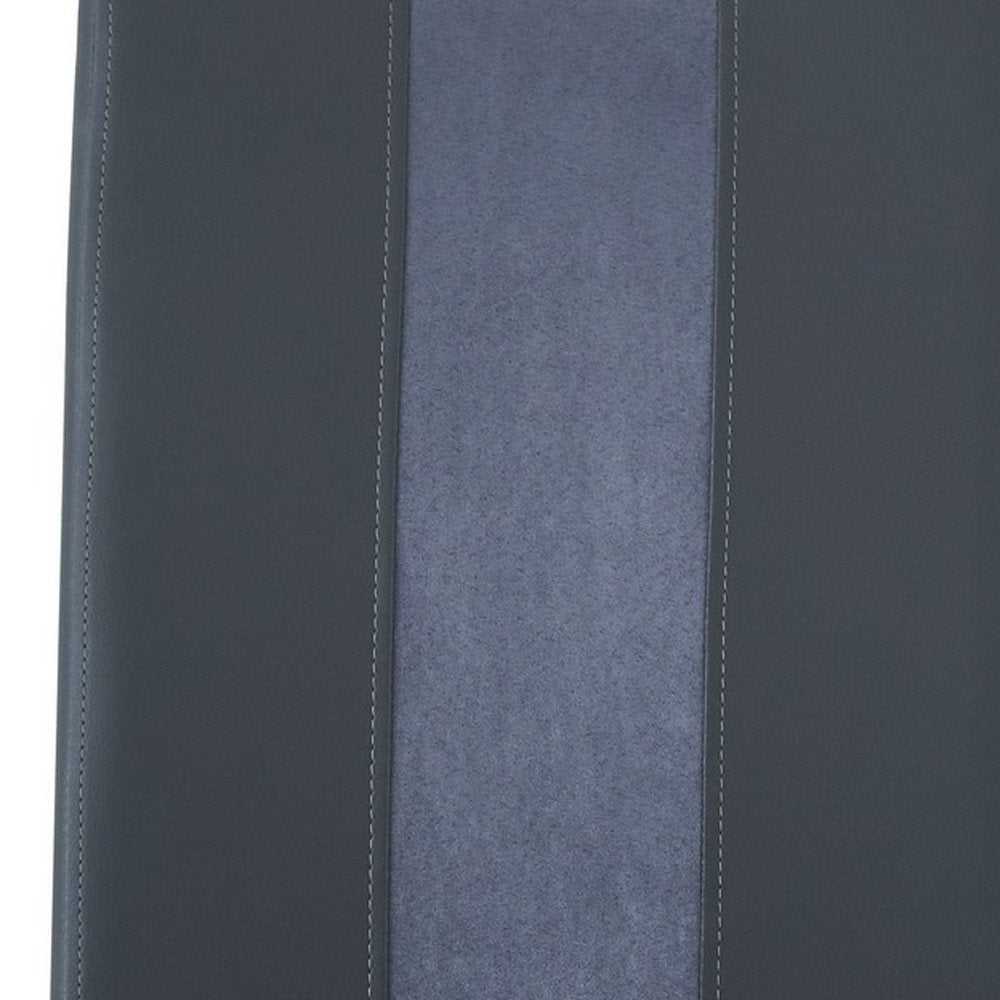 Set of Four Gray and Silver Upholstered Faux Leather Dining Side Chairs