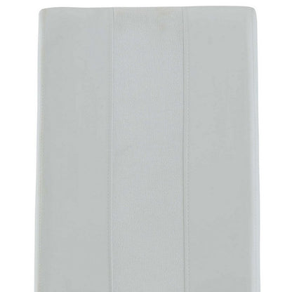 Set of Four White and Silver Upholstered Faux Leather Dining Side Chairs