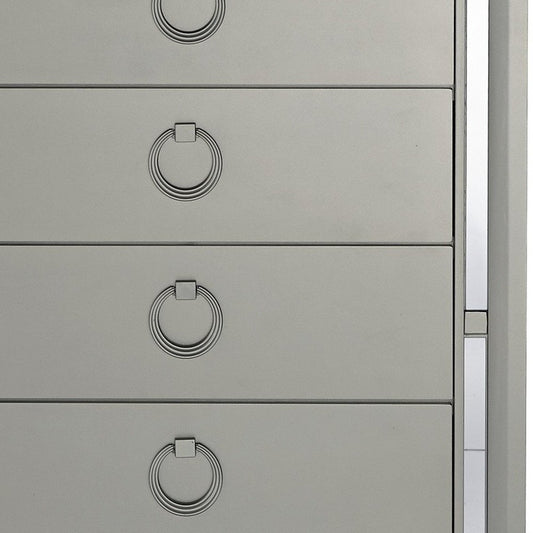 33" Silver Solid Wood Mirrored Five Drawer Dresser