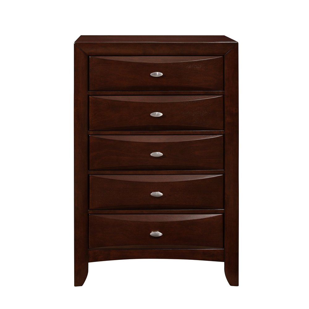 32" Merlot Solid Wood Five Drawer Dresser