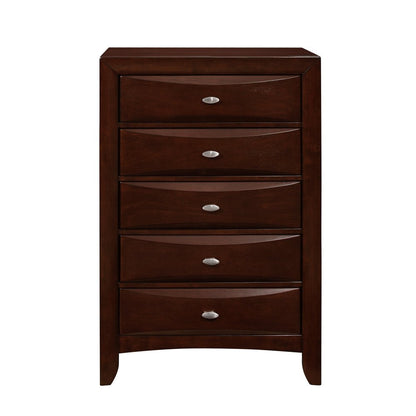 32" Merlot Solid Wood Five Drawer Dresser