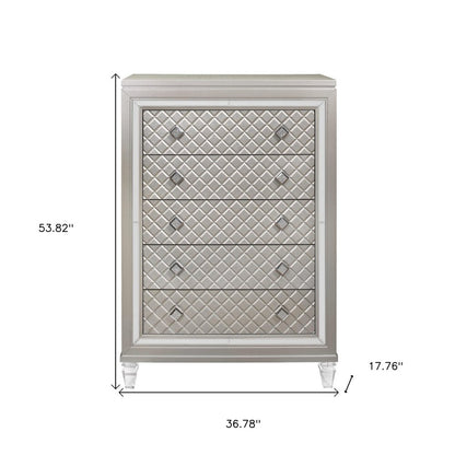 Champagne Toned Chest With Tapered Acrylic Legs And 5 Drawers
