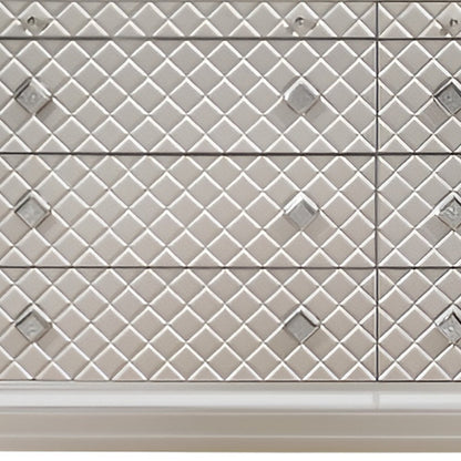 65" Champagne Solid Wood With Bling Six Drawer Double Dresser