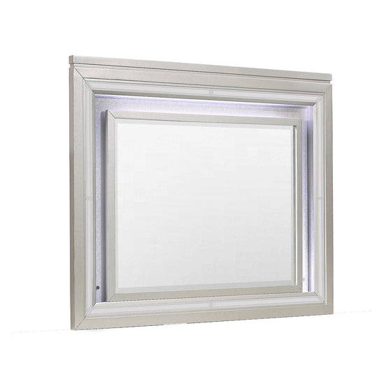 38" Champagne Wood Lighted Mounted Accent Mirror