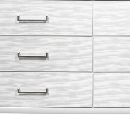 59" White Solid Wood Mirrored Nine Drawer