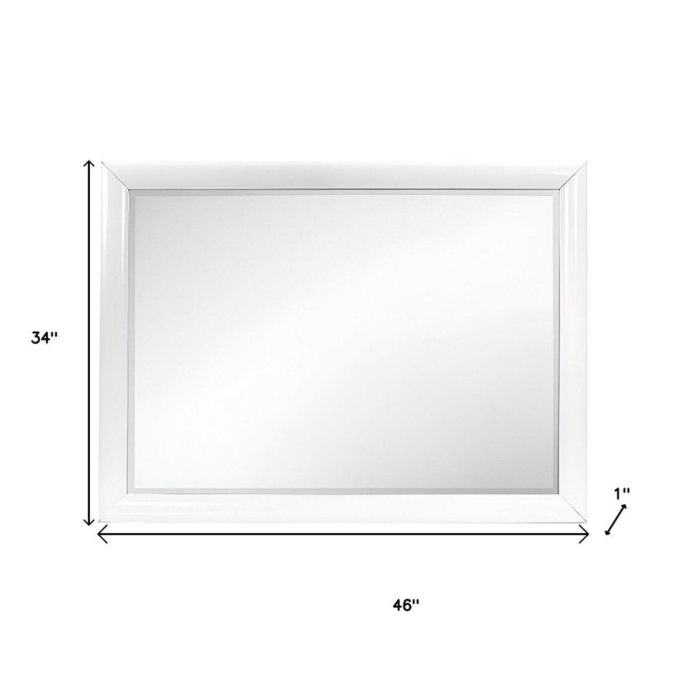 34" White Wood Framed Accent Mirror