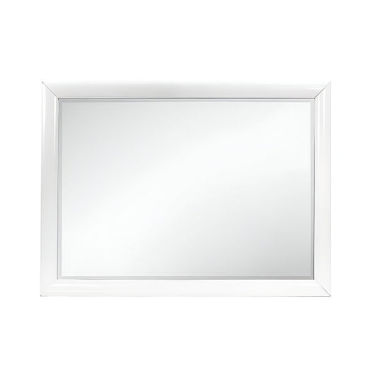 34" White Wood Framed Accent Mirror