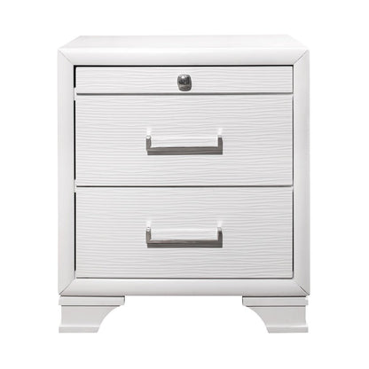 27" White Wood Two Drawer Nightstand