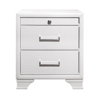 27" White Wood Two Drawer Nightstand
