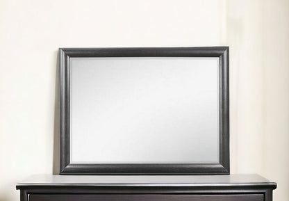 35" Dark Gray Wood Framed Mounted Dresser Mirror