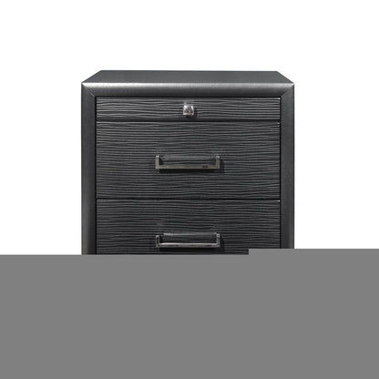 27" Gray Wood Two Drawer Nightstand