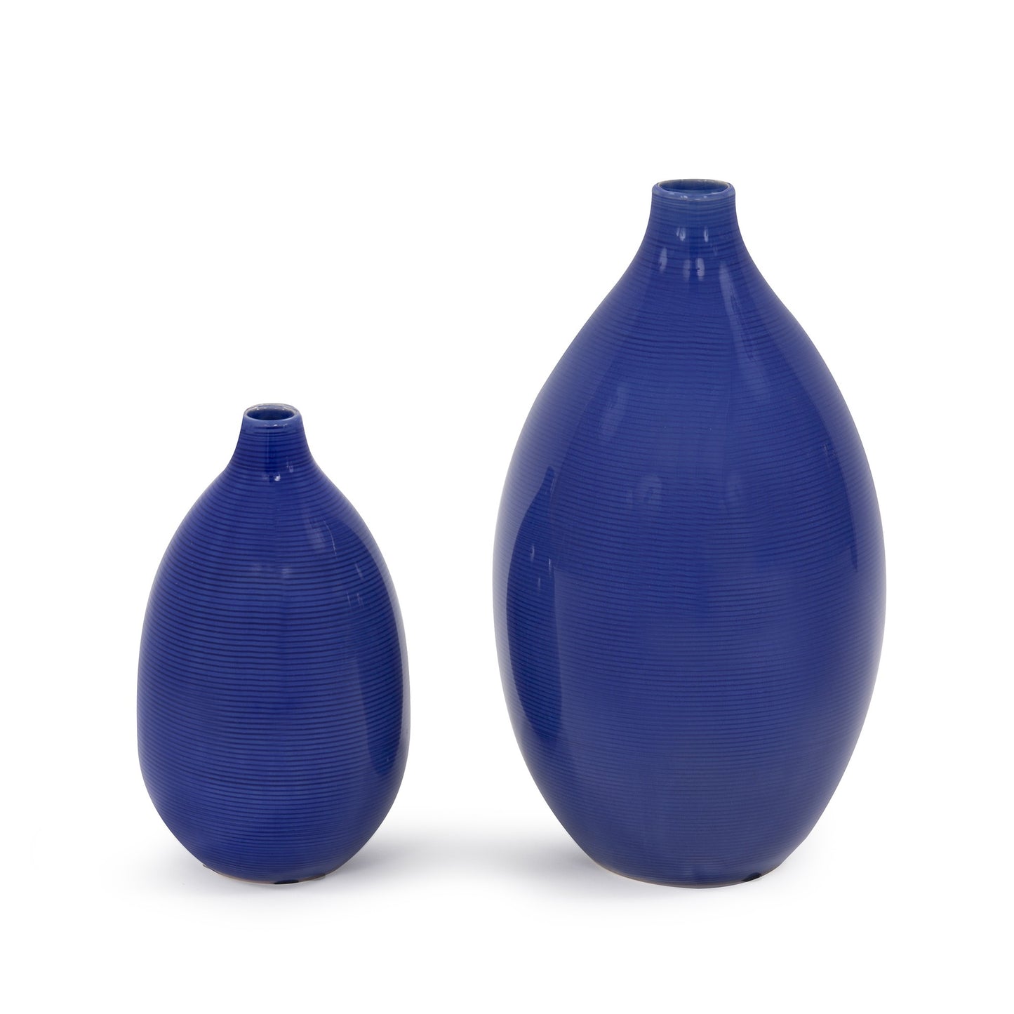 Set of Two Cobalt Bud Ceramic Table Vase