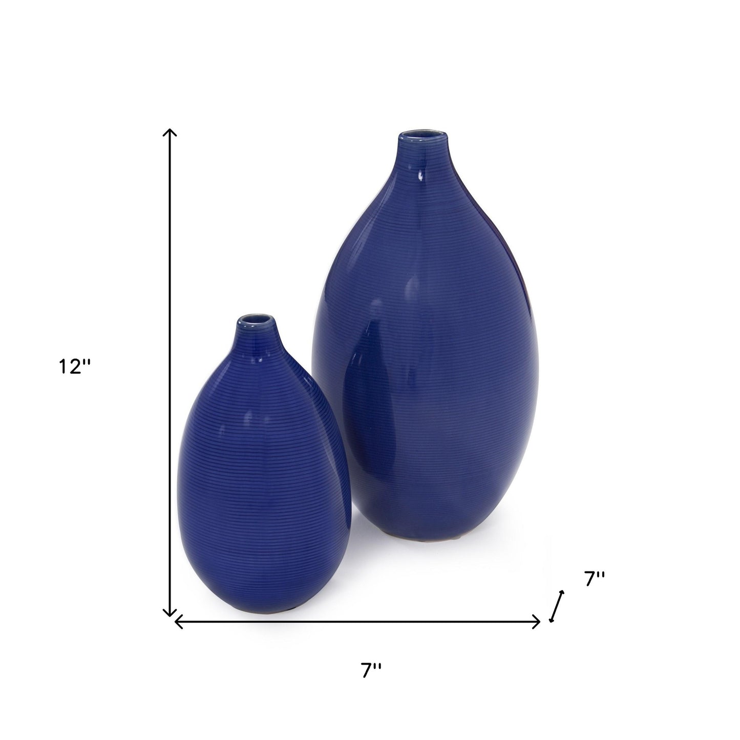 Set of Two Cobalt Bud Ceramic Table Vase