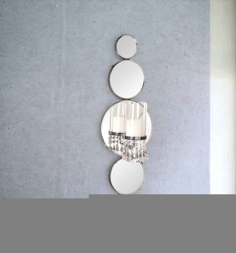Silver and Clear Modern Bling Mirrored Wall Sconce