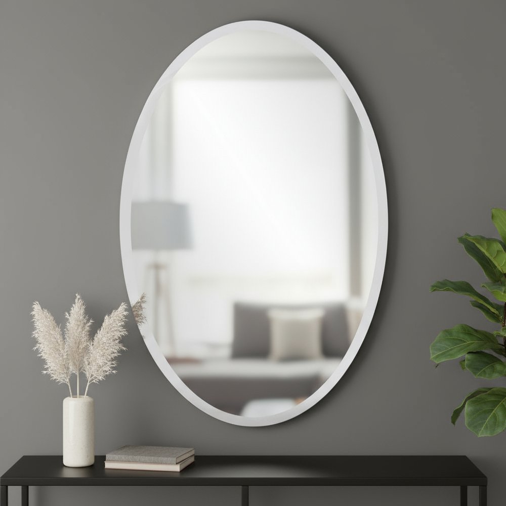 Oval Shaped Frameless Mirror