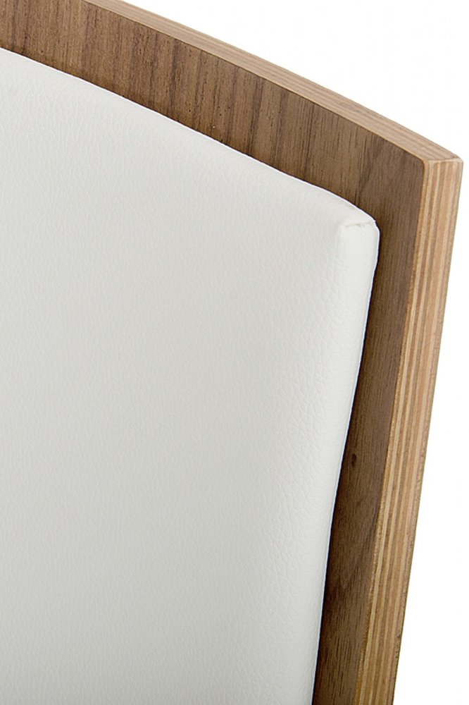 Set of Two White and Silver Upholstered Faux Leather Dining Side Chairs