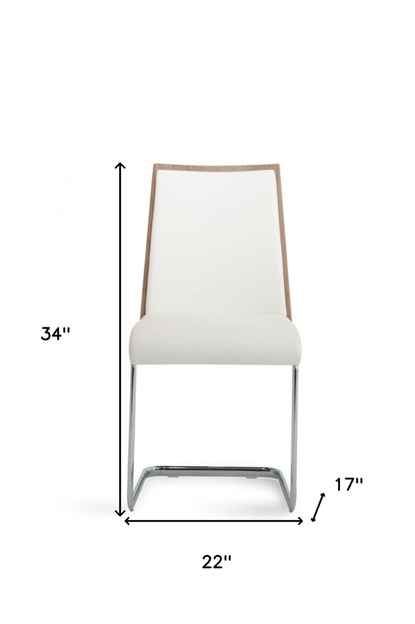 Set of Two White and Silver Upholstered Faux Leather Dining Side Chairs
