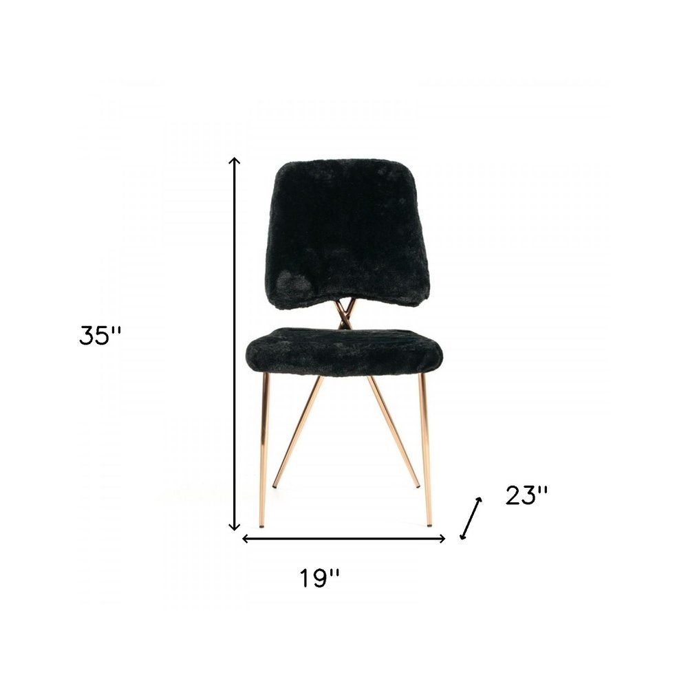 Set of Two Black and Gold Upholstered Fabric Dining Side Chairs