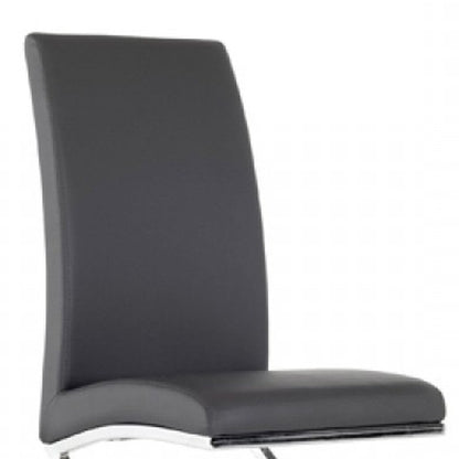 Set of Two Gray and Silver Upholstered Faux Leather Dining Side Chairs