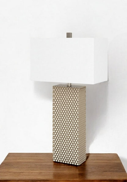 Set of Two 29" Gold Waffle Table Lamps With White Shade